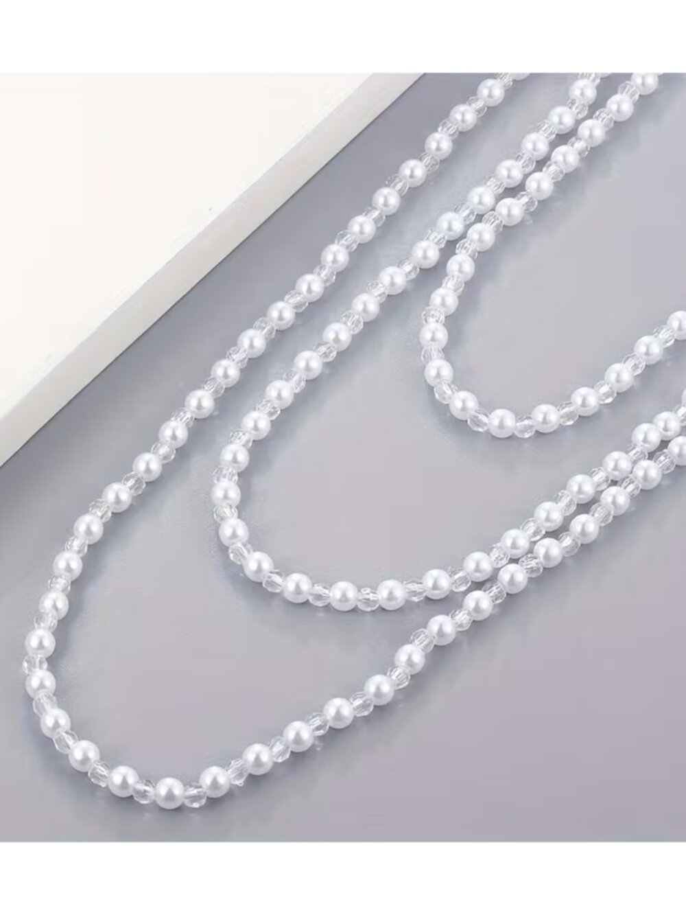Glamour Drape Pearl Shoulder Chains Three-Layer Statement for Sleeveless Gowns - Picture 4 of 5